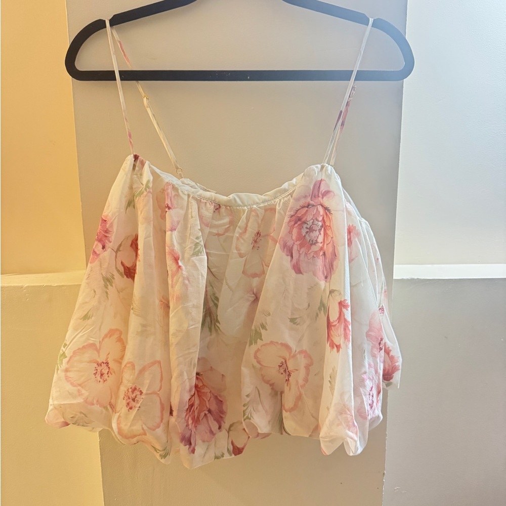 H&M Pink and White Floral Blouse